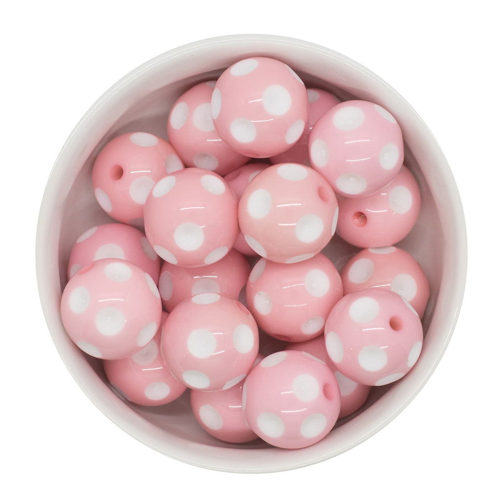 Light Pink Polka Dot Beads 20mm (Package of 10)